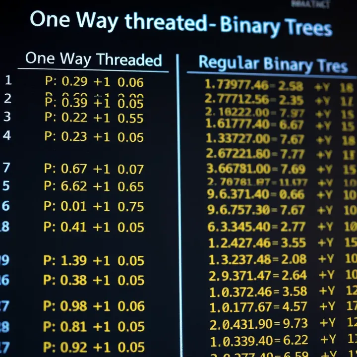Comparison chart showing differences between one way threaded binary trees and regular binary trees