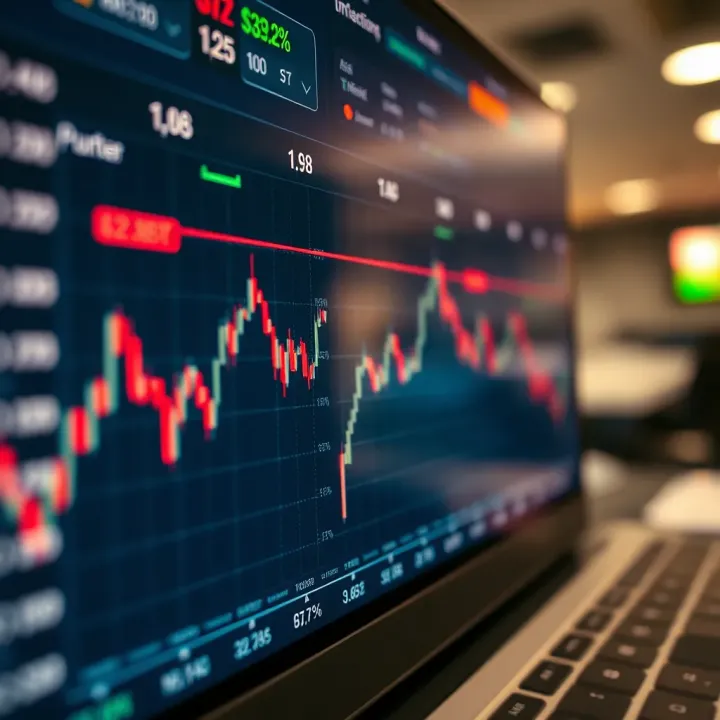 Graph illustrating currency exchange rates fluctuations in online forex trading platform