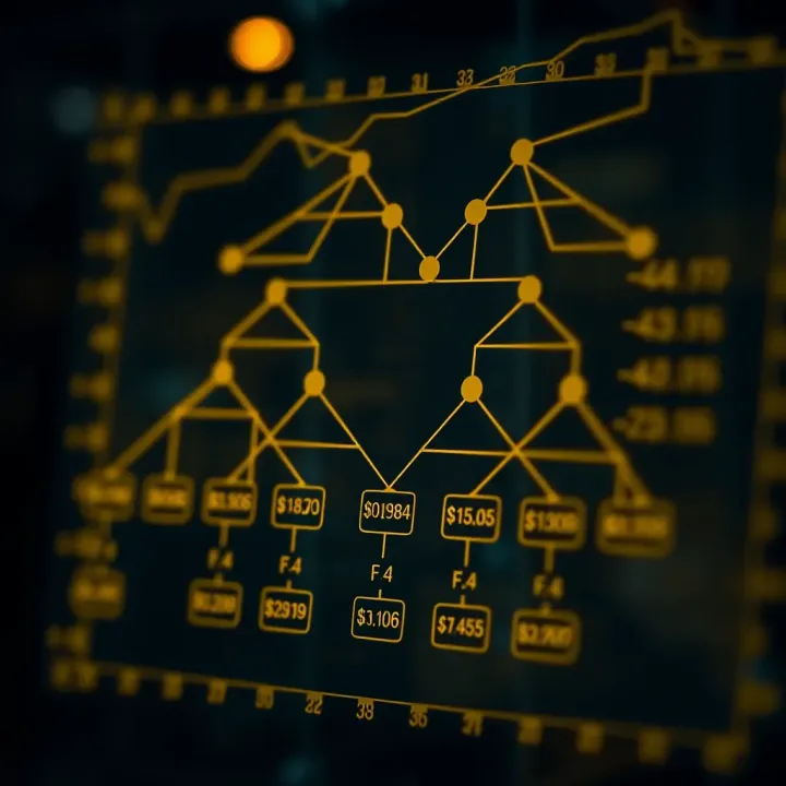 Diagram illustrating the structure of an optimal binary search tree with balanced nodes and associated search costs