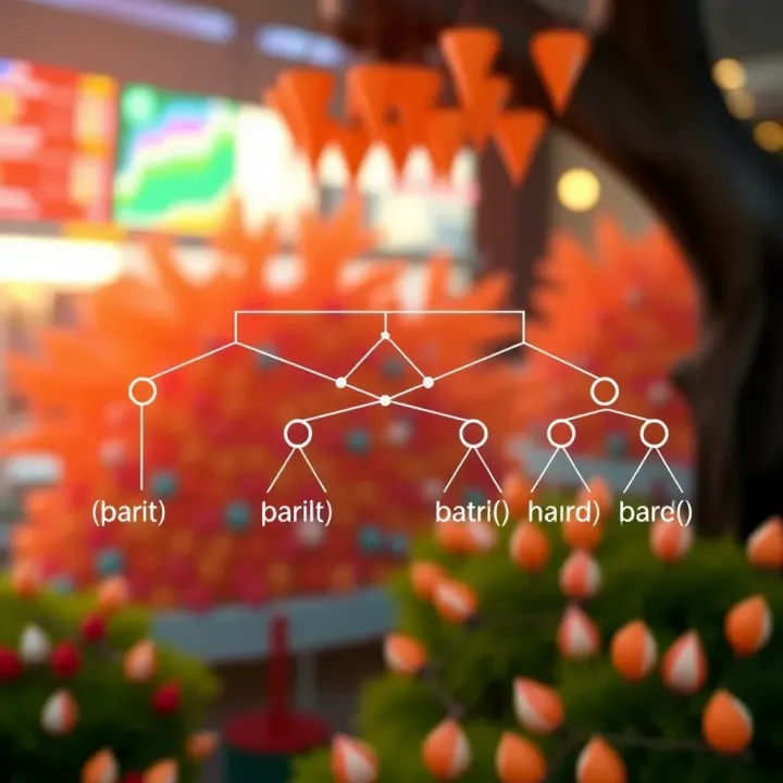 Diagram illustrating the structure of an optimal binary search tree with highlighted minimal search paths