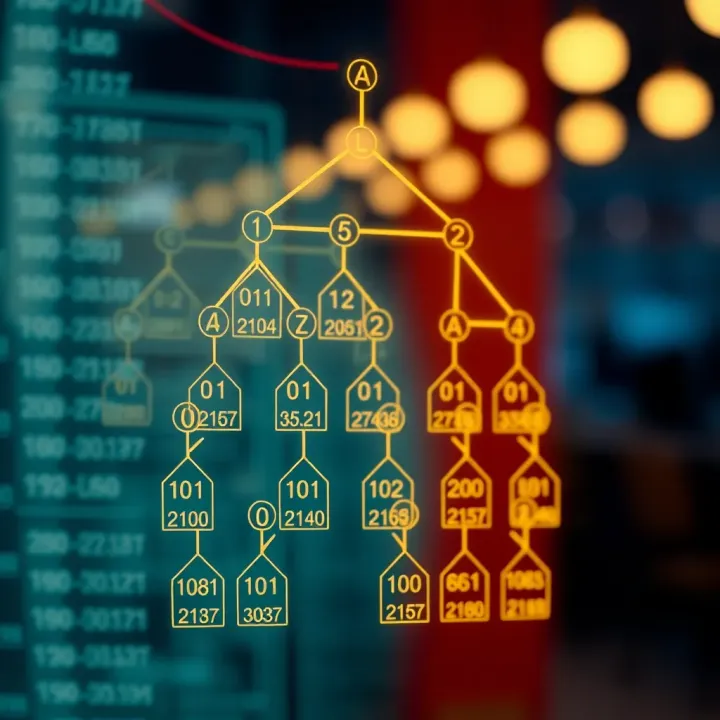 Diagram showing the structure of an optimal binary search tree with weighted nodes