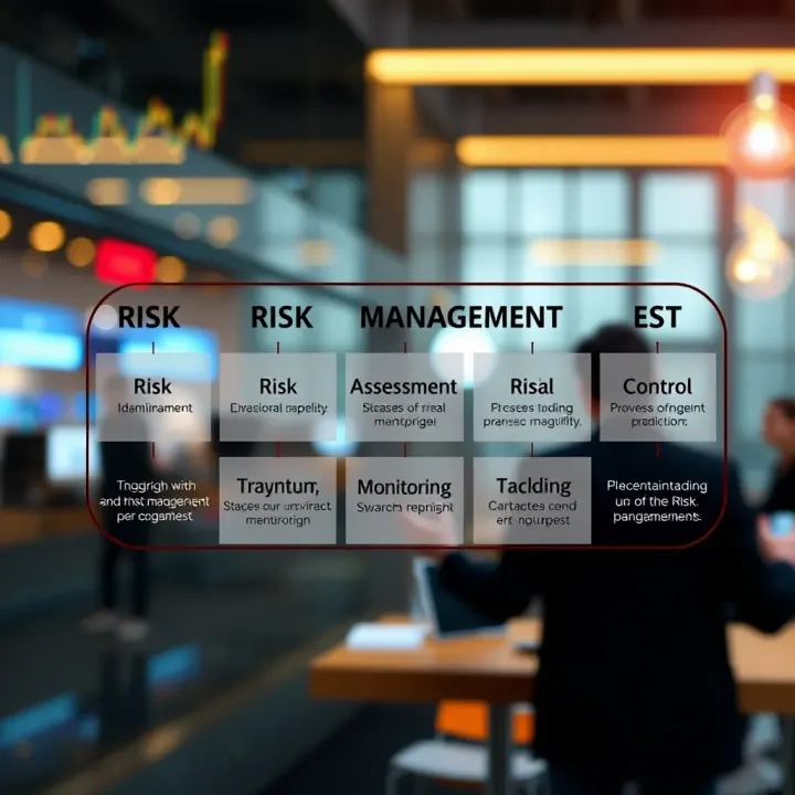 Visual Representation of Risk Management Stages in Business Diagram illustrating the stages of risk identification, assessment, control, and monitoring within a business context
