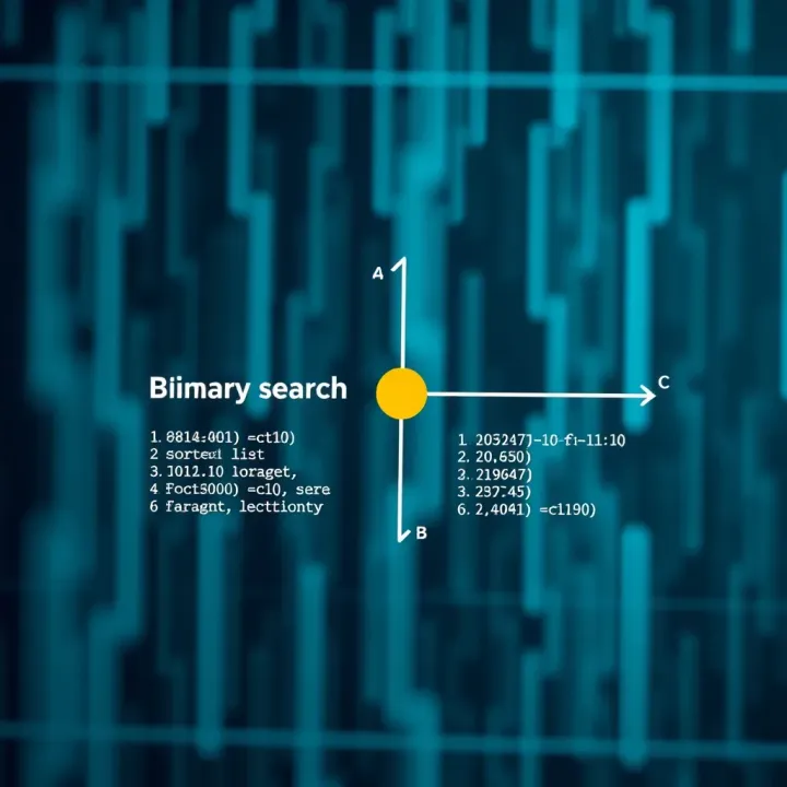 Binary Search Algorithm Illustration Diagram showing binary search dividing a sorted list to locate a target efficiently