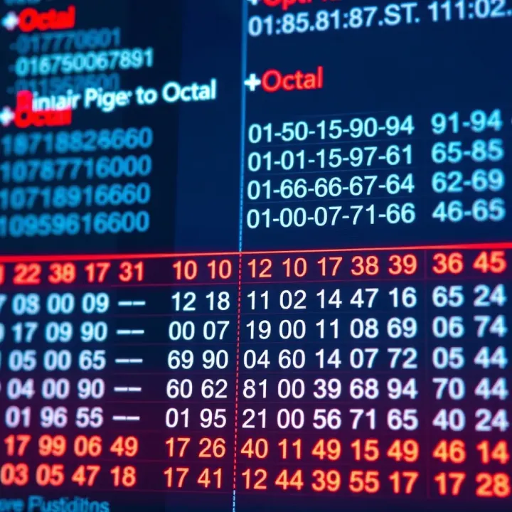 Chart showing comparison between binary and octal number systems with digit groupings